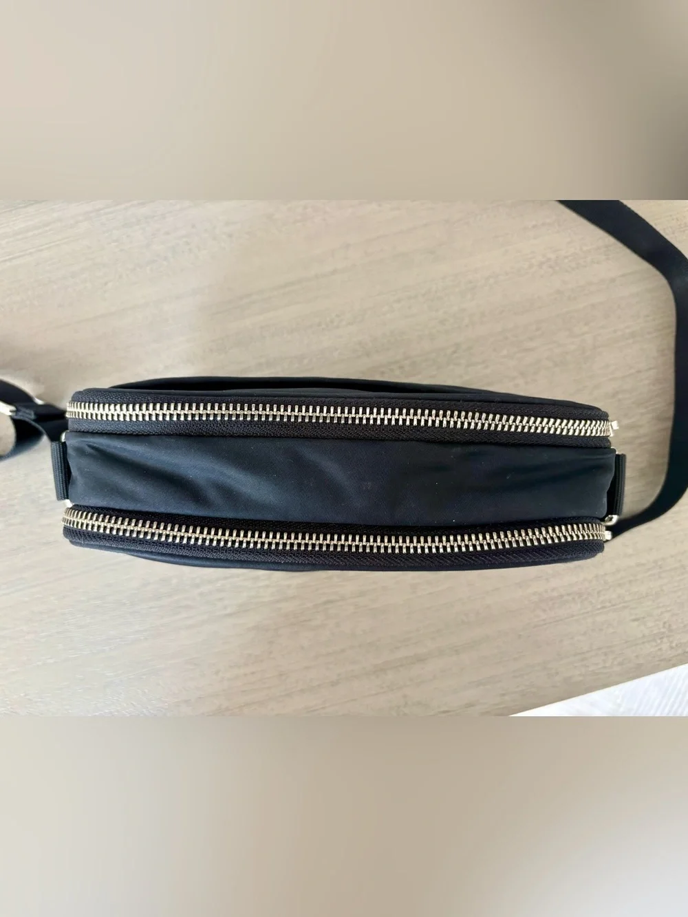 lululemon athletica Black Crossbody Camera Bag with Silver Hardware. 2L